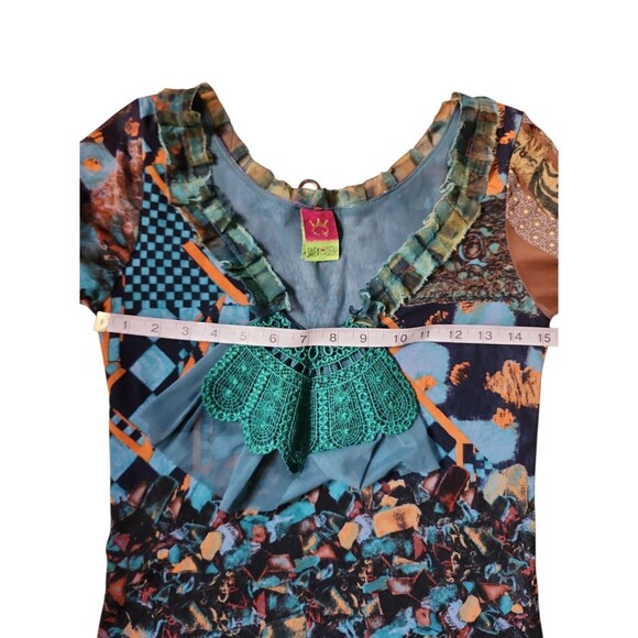 Save The Queen Y2K Fairy Grunge Multicolor Mesh Top Womens Large Steampunk Artsy - Picture 7 of 9